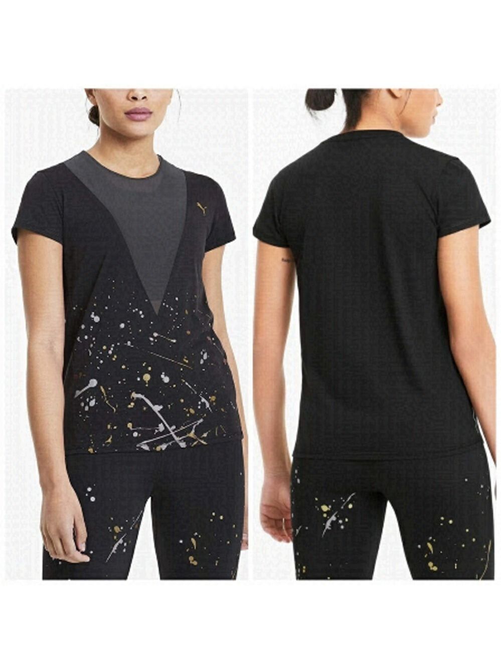 NEW PUMA Metal Splash Deep V Mesh Painted T-shirt